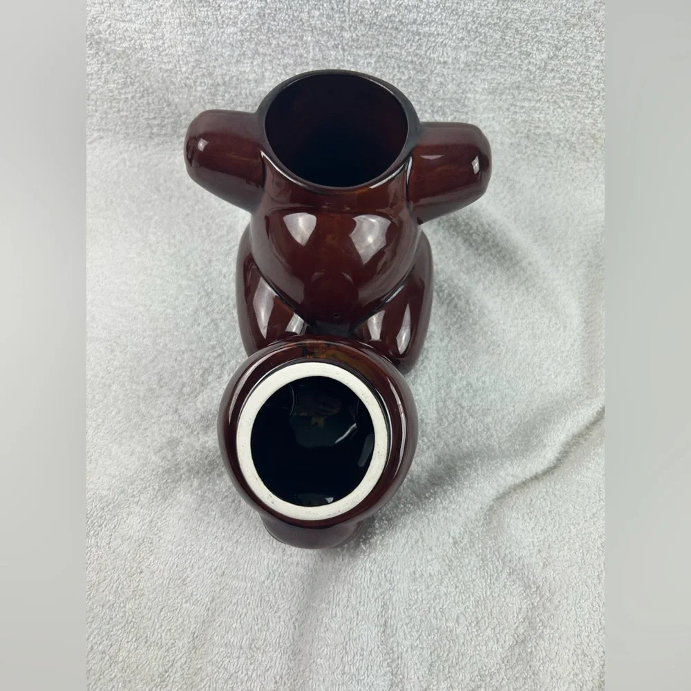 VTG Aramis Glossy Brown Teddy Bear Ceramic Cookie Jar
